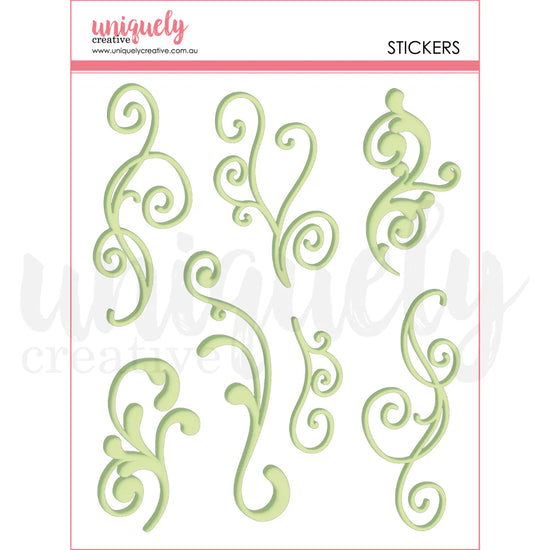 Uniquely Creative TEA & TRANQUILITY GREEN FLOURISH PUFFY STICKERS
