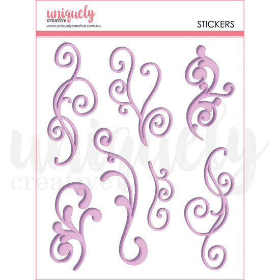 Uniquely Creative TEA & TRANQUILITY PURPLE FLOURISH PUFFY STICKERS