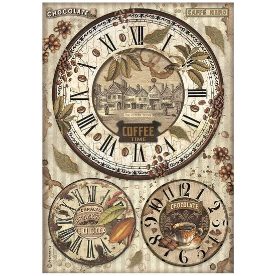 Stamperia Rice Paper Sheet A4 Coffee And Chocolate Clock