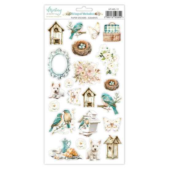 6 X 12 PAPER STICKERS - WINGED MELODIES - ELEMENTS