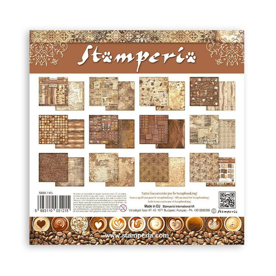 Stamperia Maxi Backgrounds Double-Sided Paper Pad 12"X12" Coffee And Chocolate, 10 Designs/1 Each