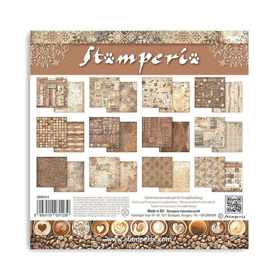 Stamperia Backgrounds Double-Sided Paper Pad 8"X8" 10/Pkg Coffee And Chocolate, 10 Designs/1 Each