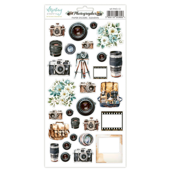 6 X 12 PAPER STICKERS - PHOTOGRAPHER - ELEMENTS