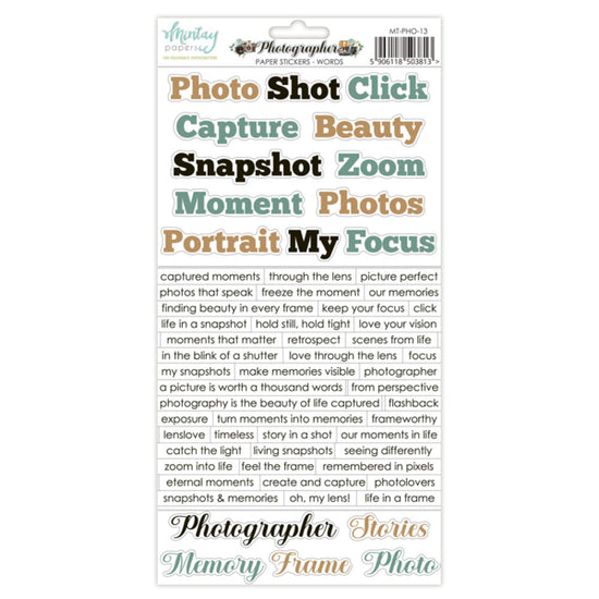 6 X 12 PAPER STICKERS - PHOTOGRAPHER - WORDS