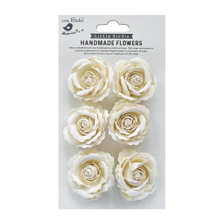 Little Birdie Ellis Paper Flowers 6/Pkg Shabby Chic