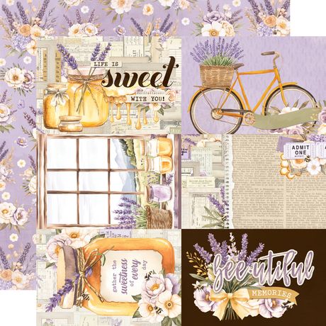 Simple Stories Lavender Fields Double-Sided Paper 12"X12" 4”x6” Elements