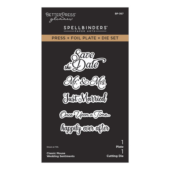 Spellbinders CLASSIC MOUSE WEDDING SENTIMENTS PRESS + FOIL PLATE & DIE SET