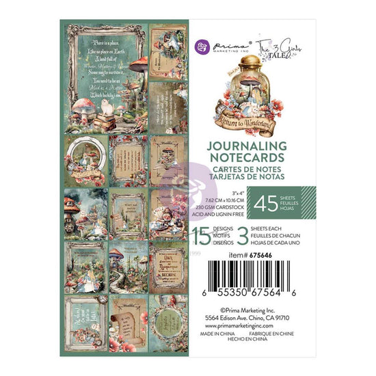 Prima RETURN TO WONDERLAND COLLECTION 3×4 JOURNALING CARDS