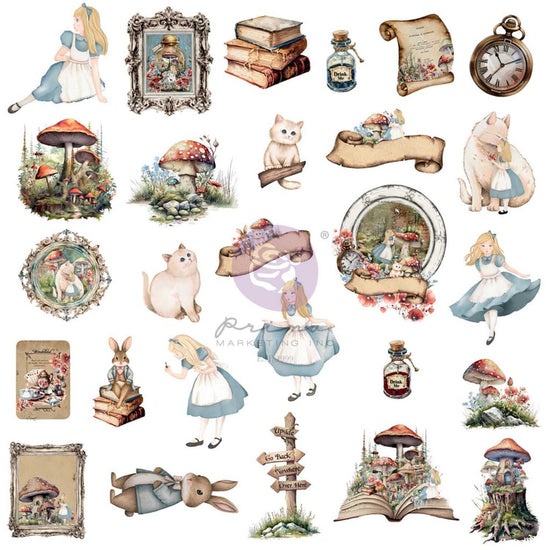 Prima RETURN TO WONDERLAND COLLECTION EPHEMERA – WONDERLAND KEEPSAKES – 54 PCS