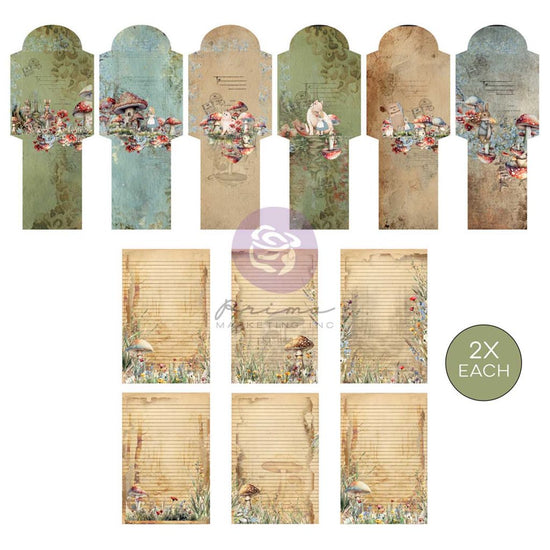 Prima RETURN TO WONDERLAND COLLECTION POSTCARDS – 12 ENVELOPES + 12 STATIONERY SHEETS