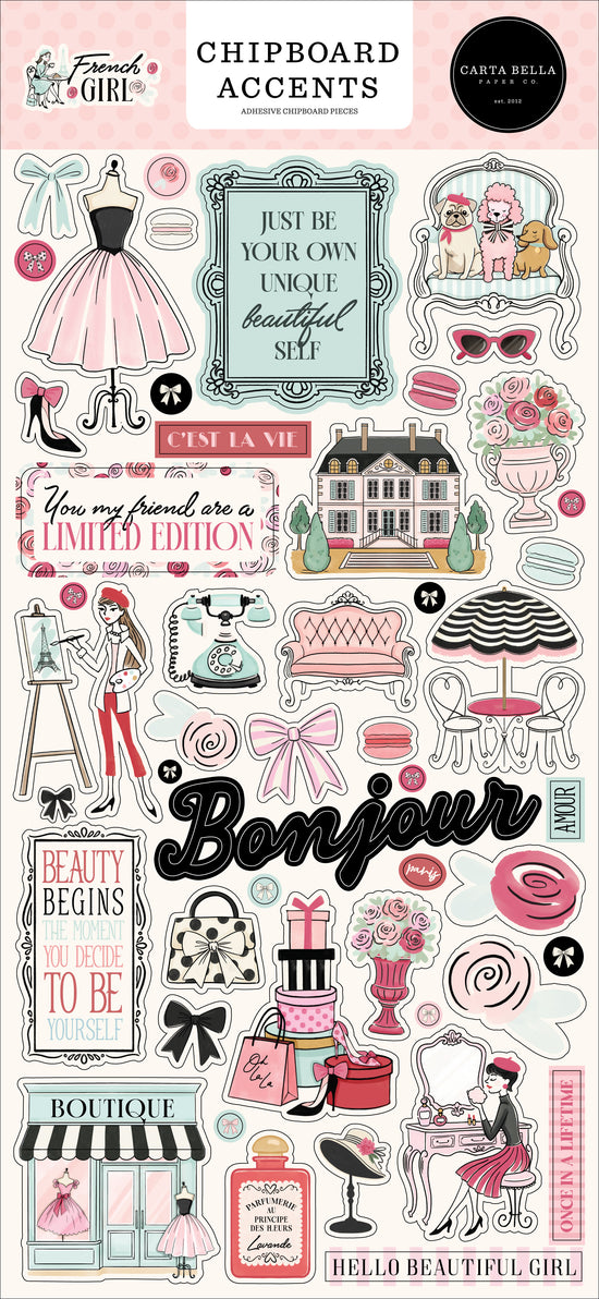 Echo Park French Girl 6x13 Chipboard Accents