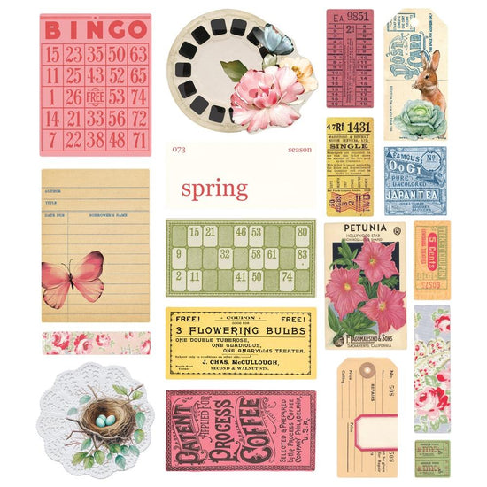 Simple Vintage Spring Garden Ephemera 18/Pkg