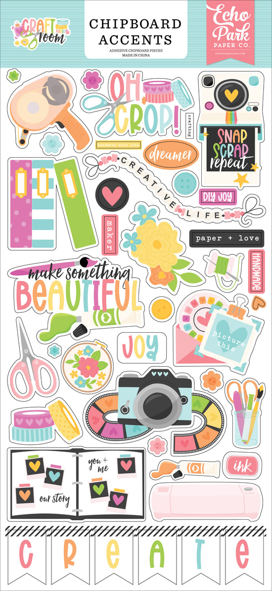 Echo Park Craft Room 6x13 Chipboard Accents