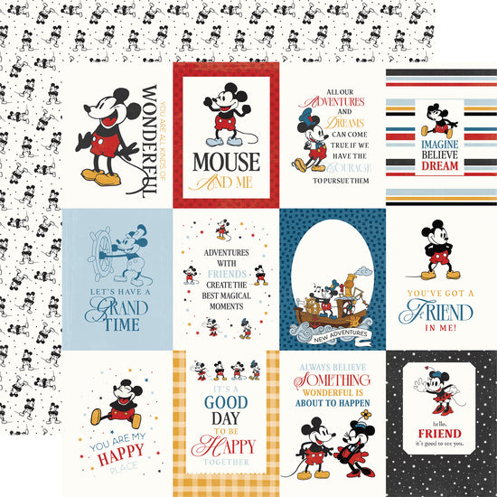 Echo Park Mouse And Me: 3x4 Journaling Cards 12x12 Patterned Paper