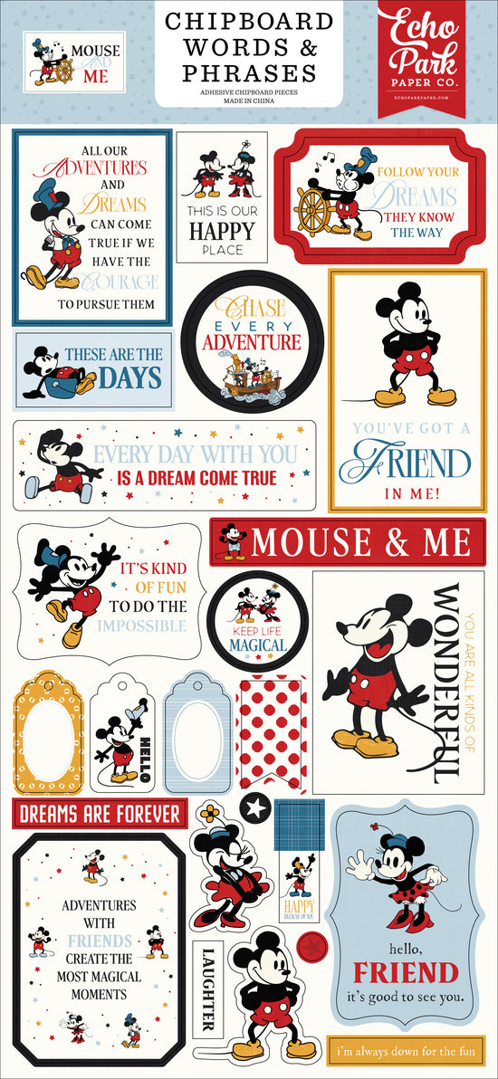 Echo Park Mouse And Me 6x13 Chipboard Word & Phrases