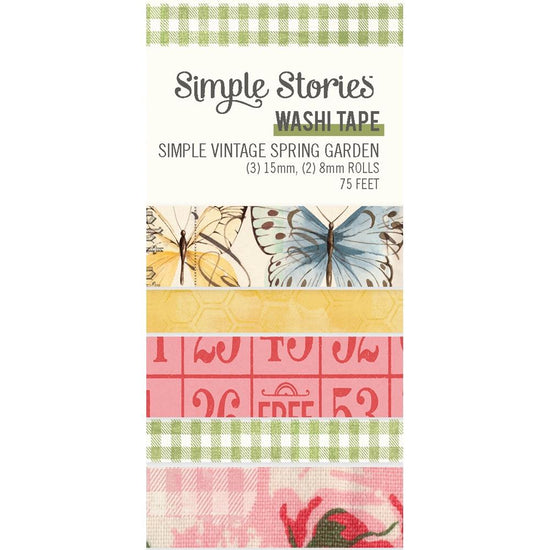 Simple Vintage Spring Garden Washi Tape 5/Pkg