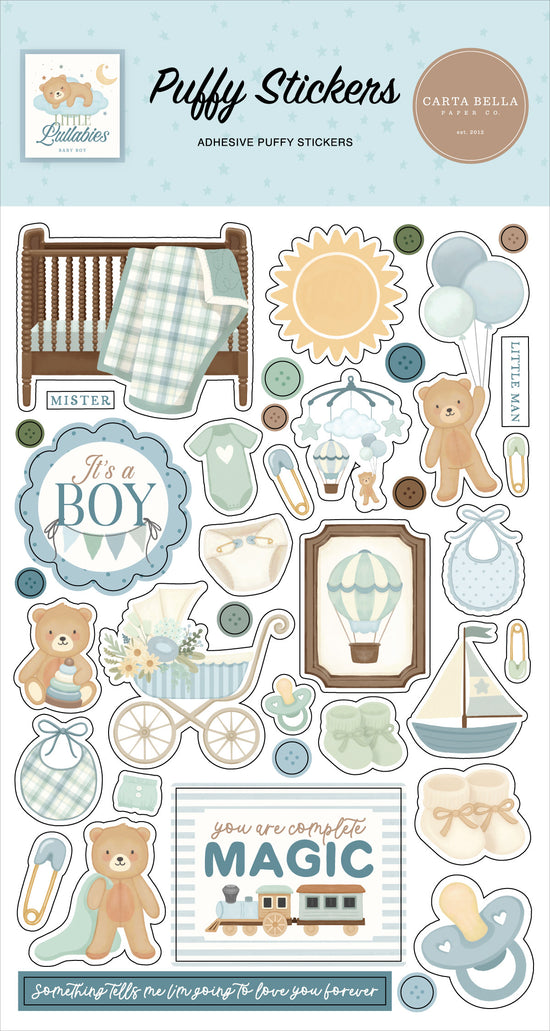 Echo Park Little Lullabies - Baby Boy Puffy Stickers