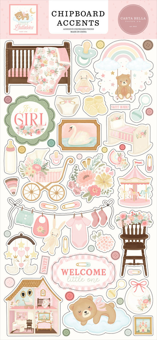 Echo Park Little Lullabies - Baby Girl 6x13 Chipboard Accents