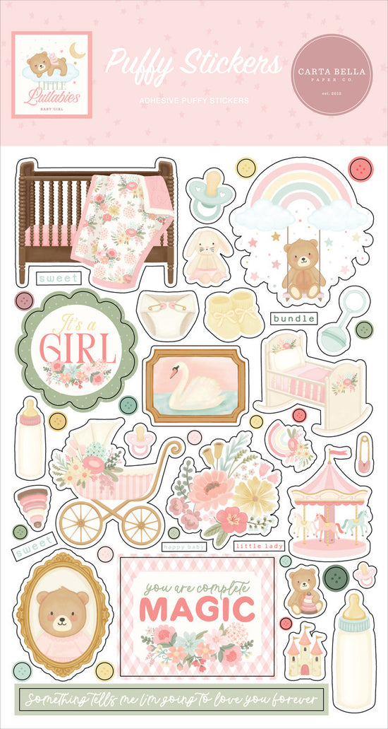 Echo Park Little Lullabies - Baby Girl Puffy Stickers
