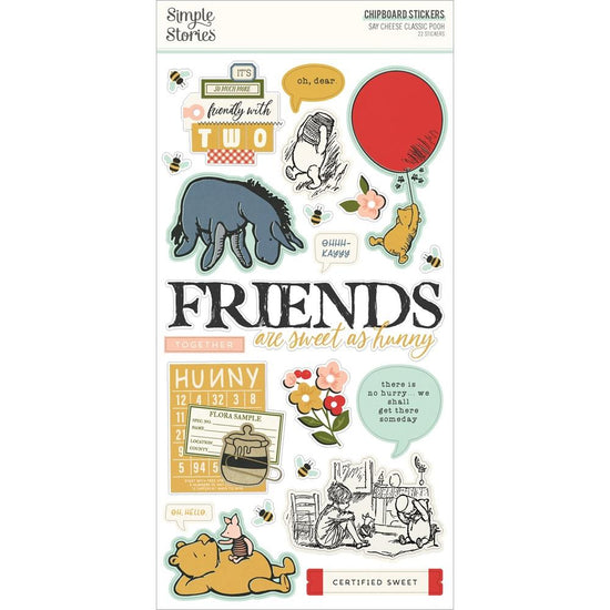 Say Cheese Classic Pooh Chipboard Stickers 6”x12”