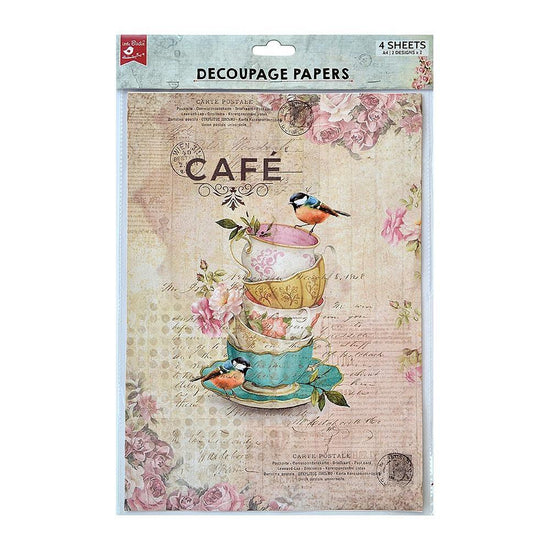 Little Birdie Decoupage Paper A4 4/Pkg Birdie Caf