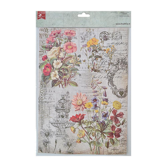 Little Birdie Decoupage Paper A4 4/Pkg Wild Blossom