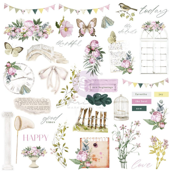 Prima SERENE PETALS COLLECTION EPHEMERA – VINTAGE FLUTTER – 78 PCS