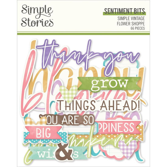 Simple Vintage Flower Shoppe Bits & Pieces 66/Pkg Sentiment