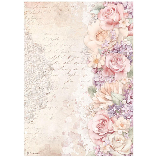 Stamperia Rice Paper Sheet A4 Romance Forever Floral Border