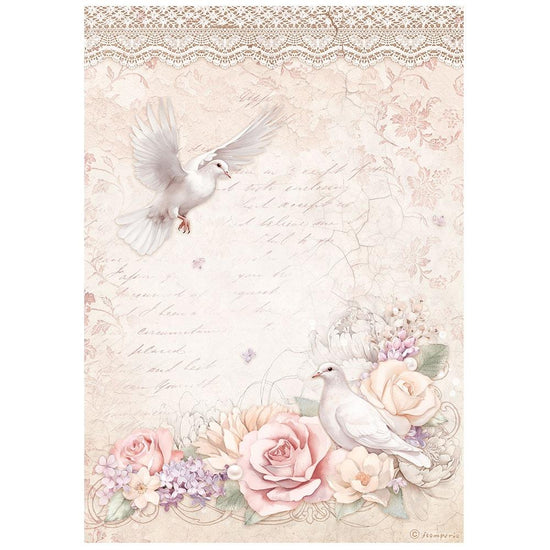Stamperia Rice Paper Sheet A4 Romance Forever Doves