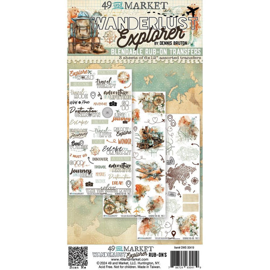 49 And Market Rub-On Transfer Set 6"X12" Wanderlust Explorer