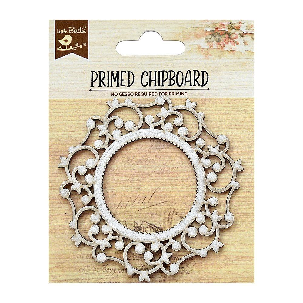Little Birdie Laser Cut Primed Chipboard 1/Pkg Elegant Swirls Round Fr ...