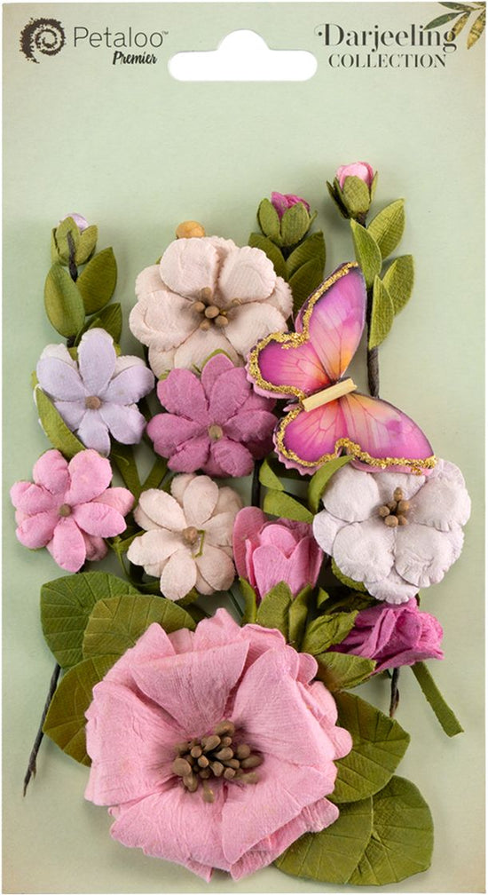 Little Birdie Handmade Sierra Flowers 15/Pkg Vintage Pink