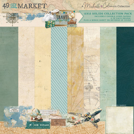 49 and Market Solids Collection Pack 12"X12" Travel Diaries