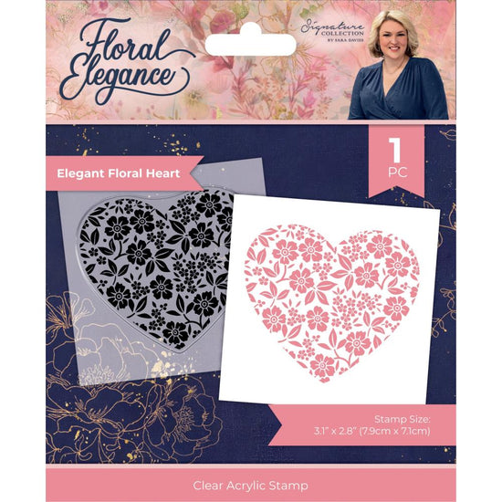 Sara Signature Floral Elegance Clear Acrylic Stamp Elegant Floral Heart