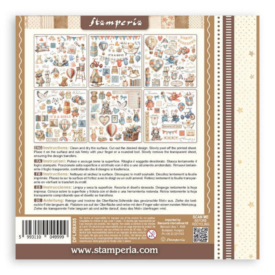 Stamperia Rub-On Assortment 6/Pkg Baby