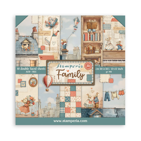 Stamperia Scrapbooking Pad 10 sheets cm 30,5x30,5 (12"x12") - Family