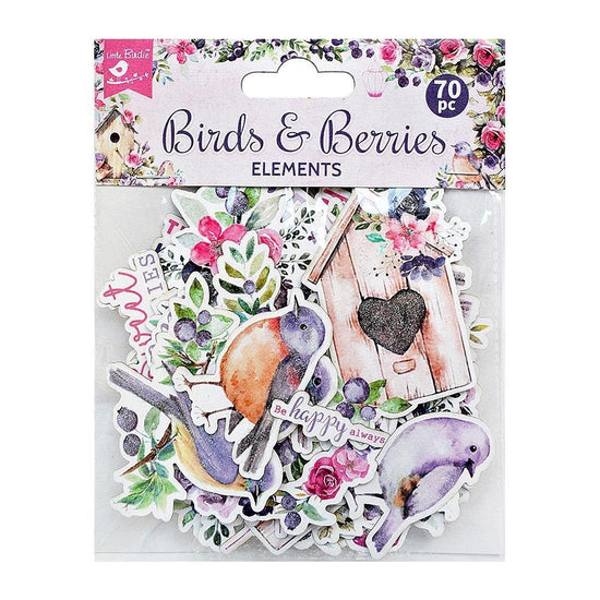 Little Birdie Ephemera Elements 70/pkg Birds and Berries