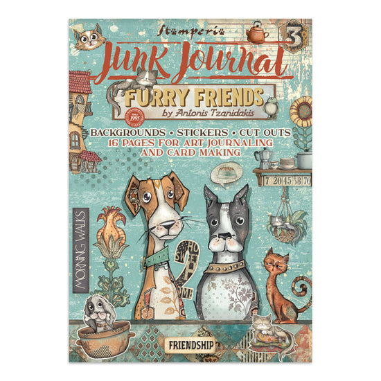 Stamperia Printed Art Junk journal: stickers, cut-outs, backgrounds for Art and Craft - Furry Friends