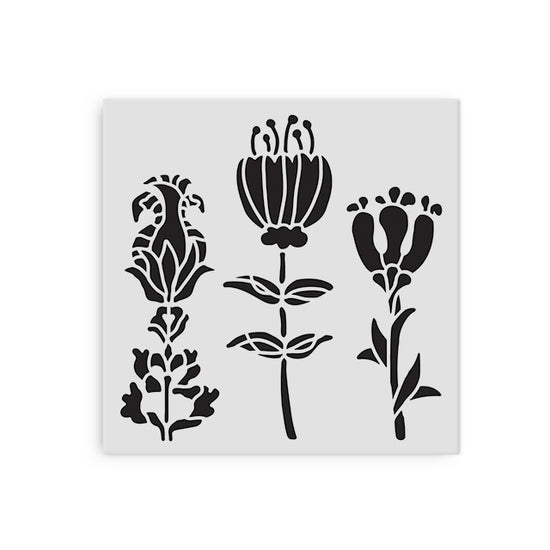 Stamperia Thick stencil cm 12X12 - Furry Friends stylized flowers