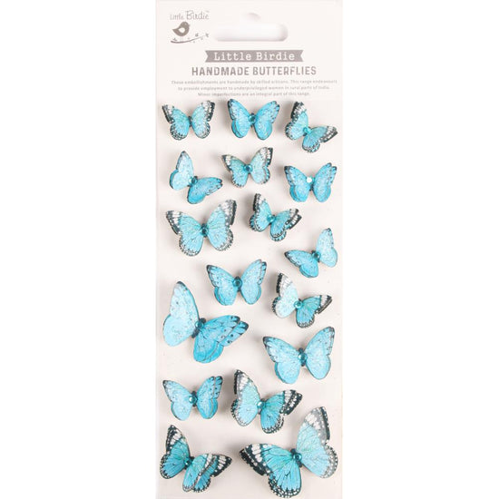 Little Birdie 3D Jewel Butterfly Embellishment 17/Pkg Blue Charm