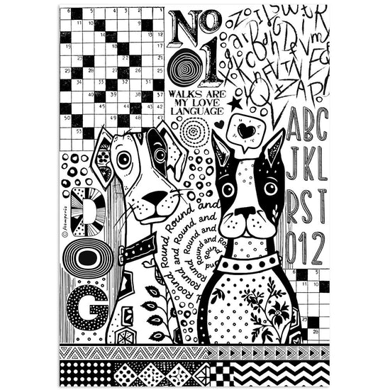 Stamperia A4 Rice paper packed - Furry Friends dogs one color print