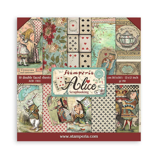 Stamperia Scrapbooking Pad 10 sheets cm 30,5x30,5 (12"x12") - Alice