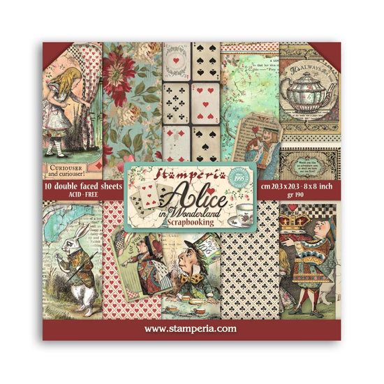 Stamperia Scrapbooking Small Pad 10 sheets cm 20,3X20,3 (8"X8") - Alice