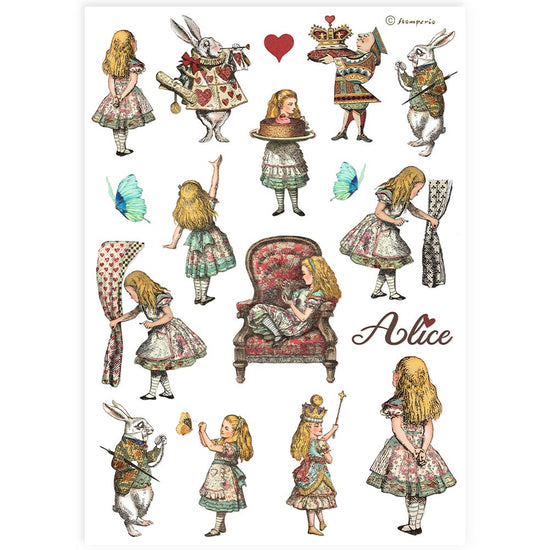 Stamperia A4 Rice paper packed - Alice elements