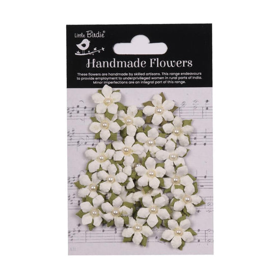 Little Birdie Elira Paper Flowers 24/Pkg Ivory Pearl