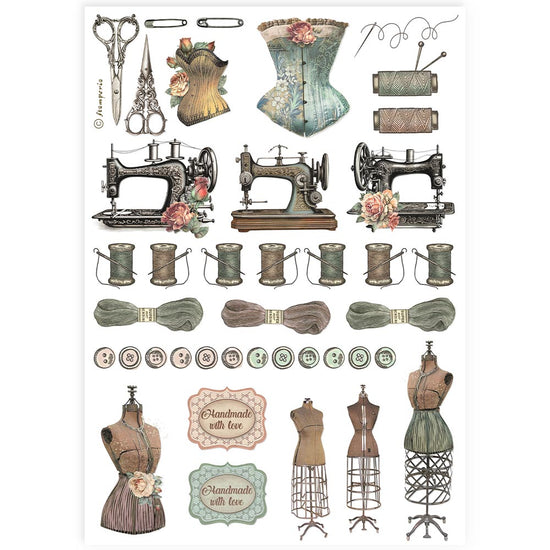 Stamperia A4 Rice paper packed - Sewing accessories
