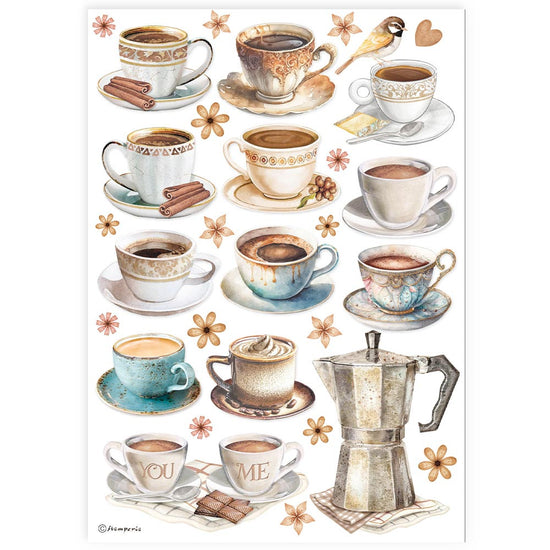 Stamperia A4 Rice paper packed - Cups