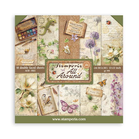 Stamperia Scrapbooking Printed Pad for Art and Craft 10 sheets cm 30,5x30,5 (12"x12") - All Around