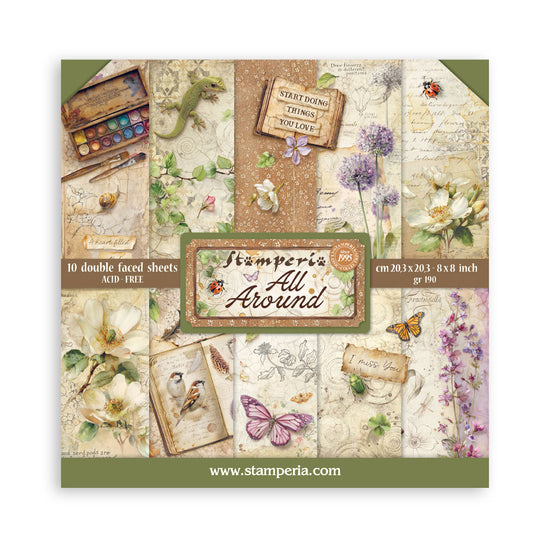Stamperia Scrapbooking Printed Pad for Art and Craft 10 sheets cm 20,3X20,3 (8"X8") - All Around